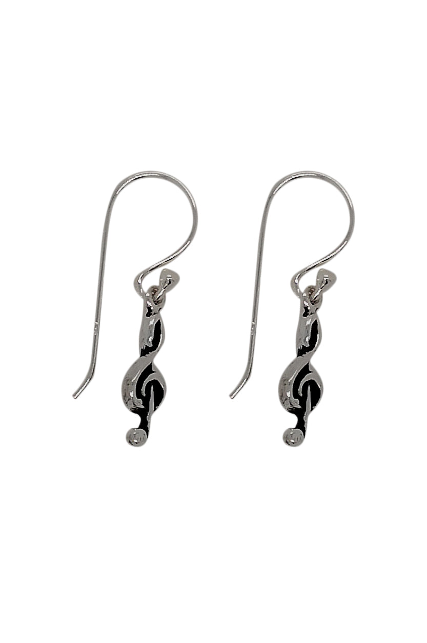 Sterling silver Oxi Music Treble Clef Earrings
