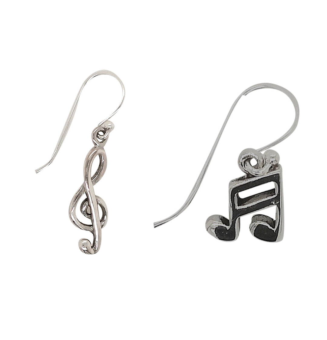 Sterling silver Treble Clef and Music Beam Earrings