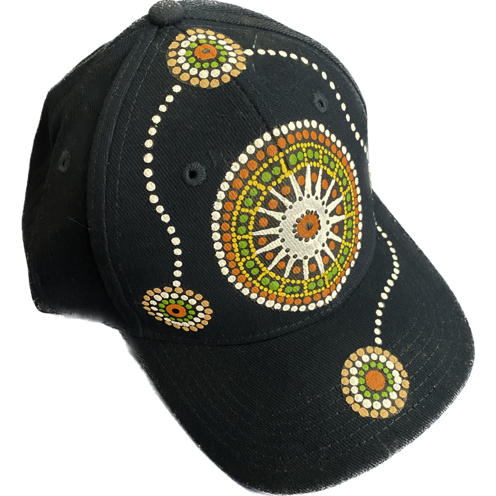 Hand Painted Cap - Black