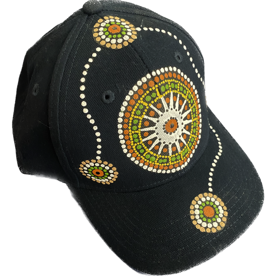 Hand Painted Cap - Black