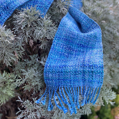 Hand spun, dyed and woven silk and woollen scarves