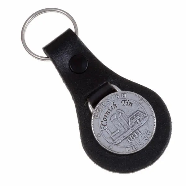 Cornish Penny on Leather Key Fob