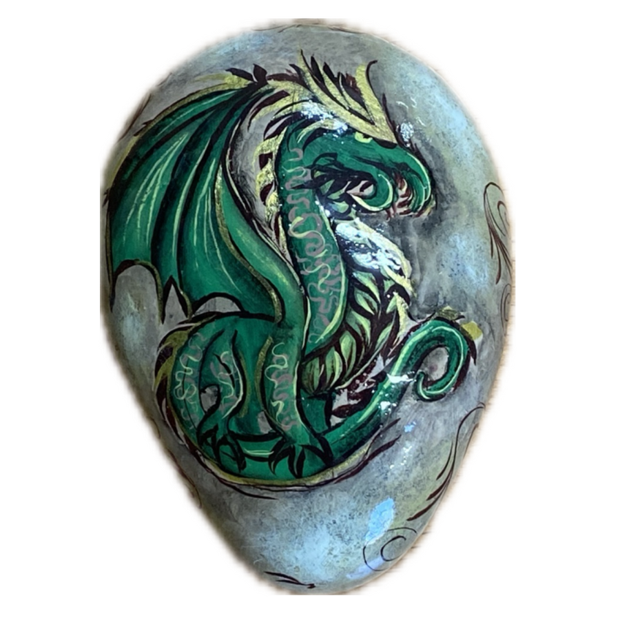 Painted Rock Celtic Dragon Green