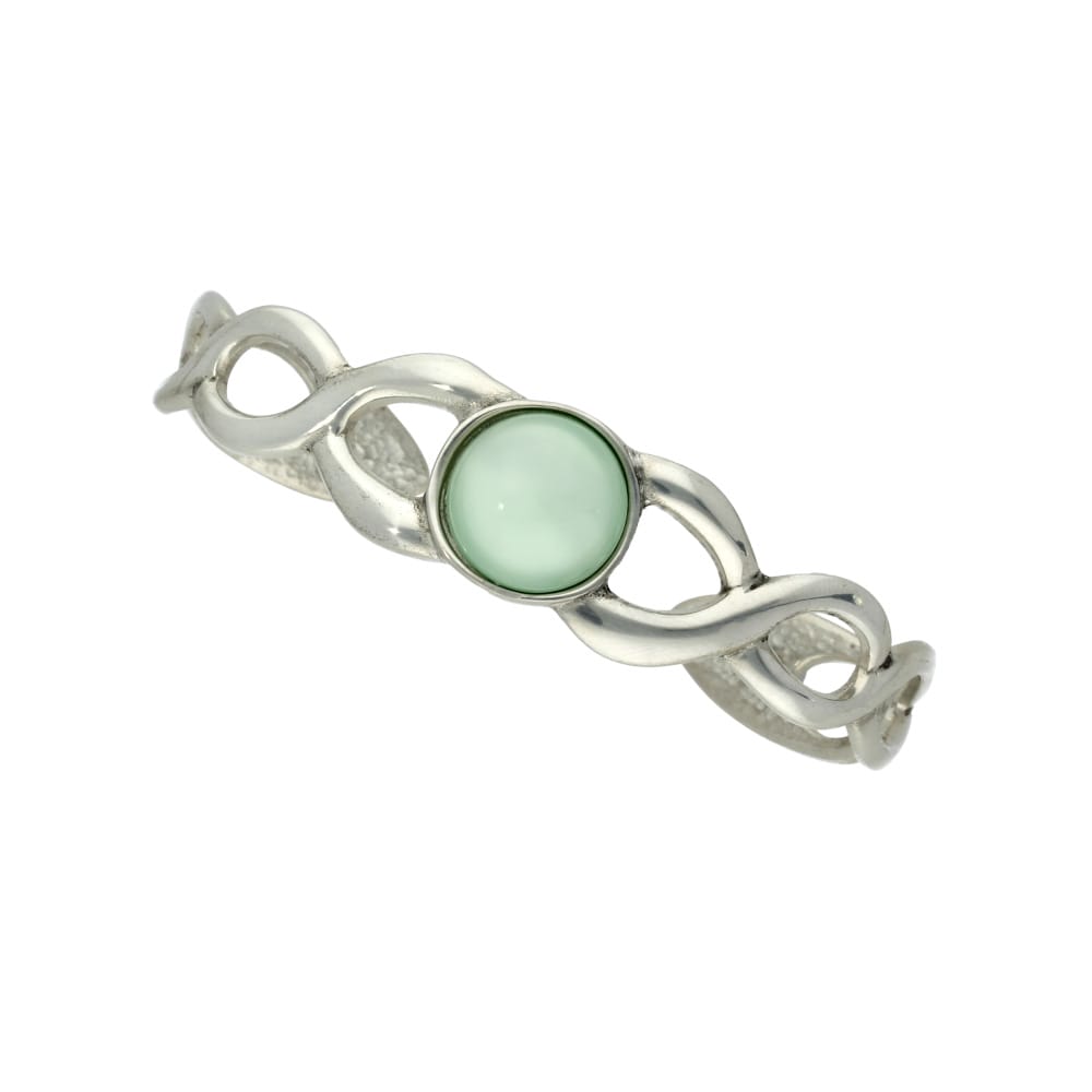Celtic Twist Open Bangle With Coloured Stone