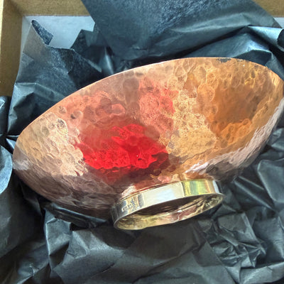 Large Copper Bowl with Sterling Silver foot by Richard Moon