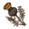 Miracle Single Thistle Kilt Pin Pewter - Topaz glass Antique Gold