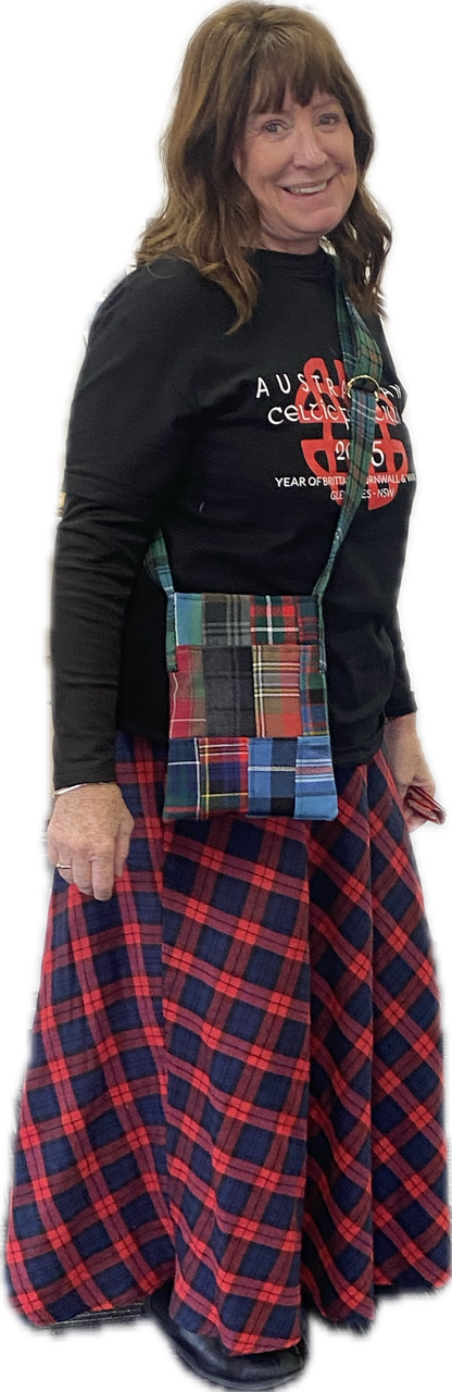 Cross Body Bag in Mixed Tartan with clip