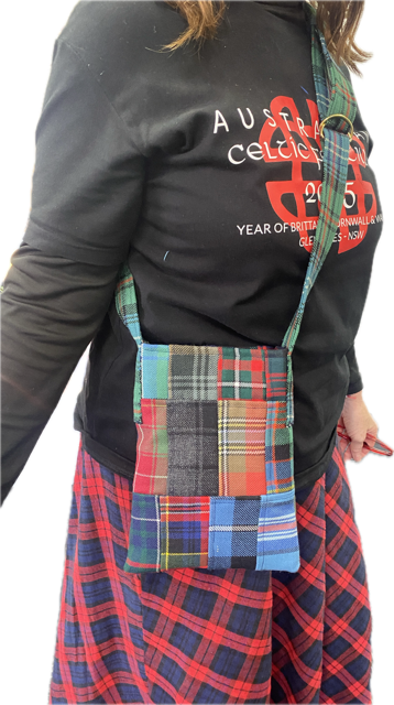 Cross Body Bag in Mixed Tartan with clip