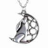 Pewter Moon Gazing Hare Pendant on 18" curb chain