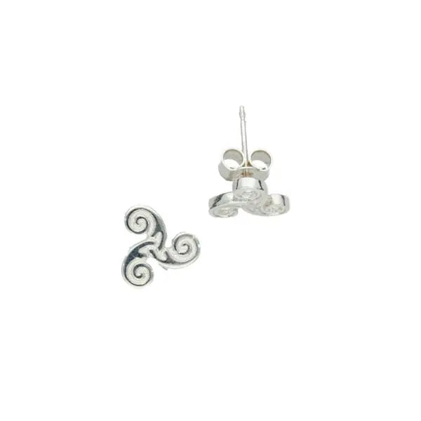 Silver Triscele Stud Earrings