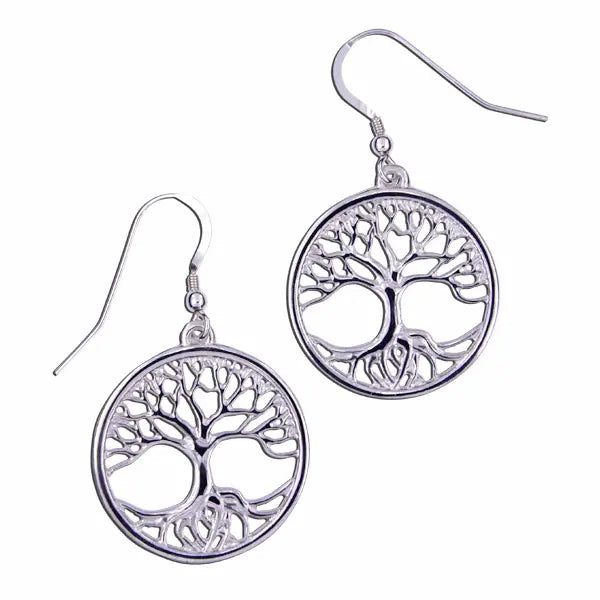 Sterling Silver Tree of Life Drop Earrings