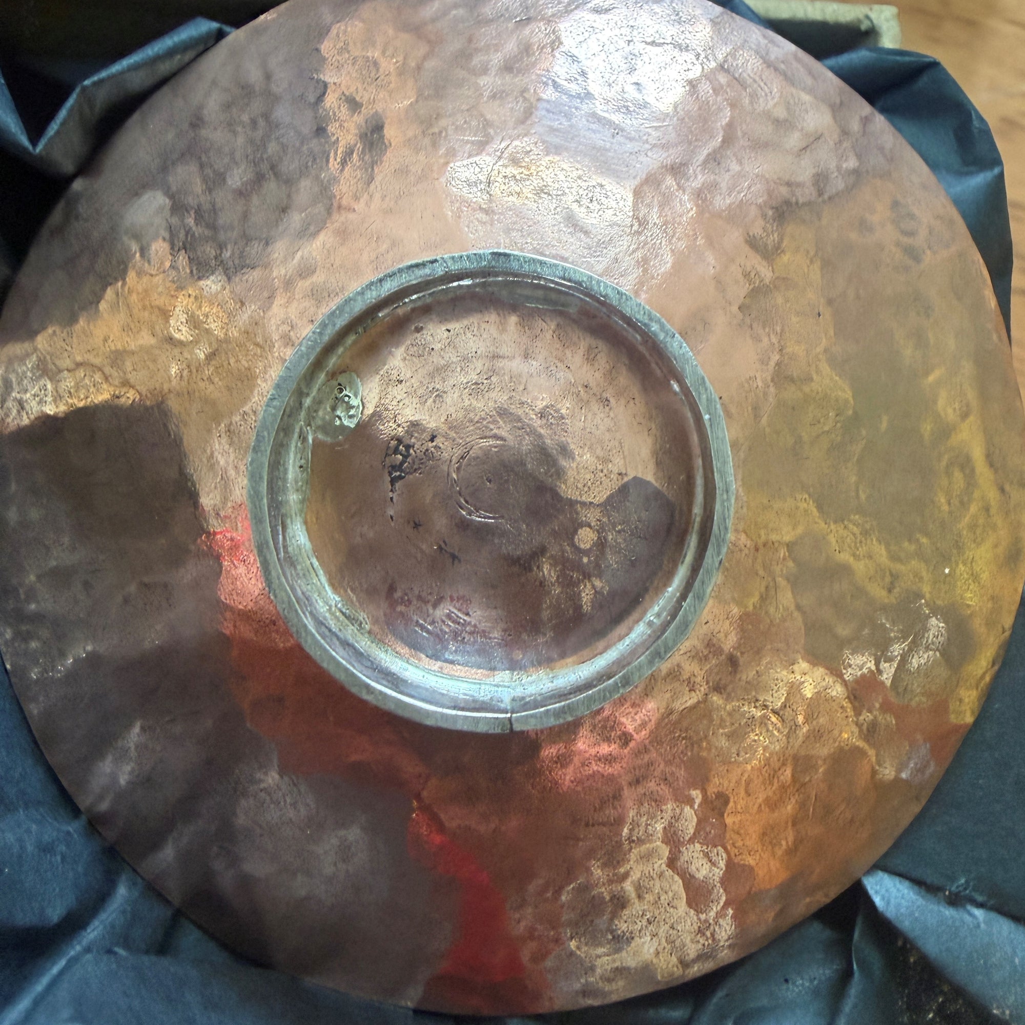 Small Copper Bowl with Sterling Silver foot by Richard Moon