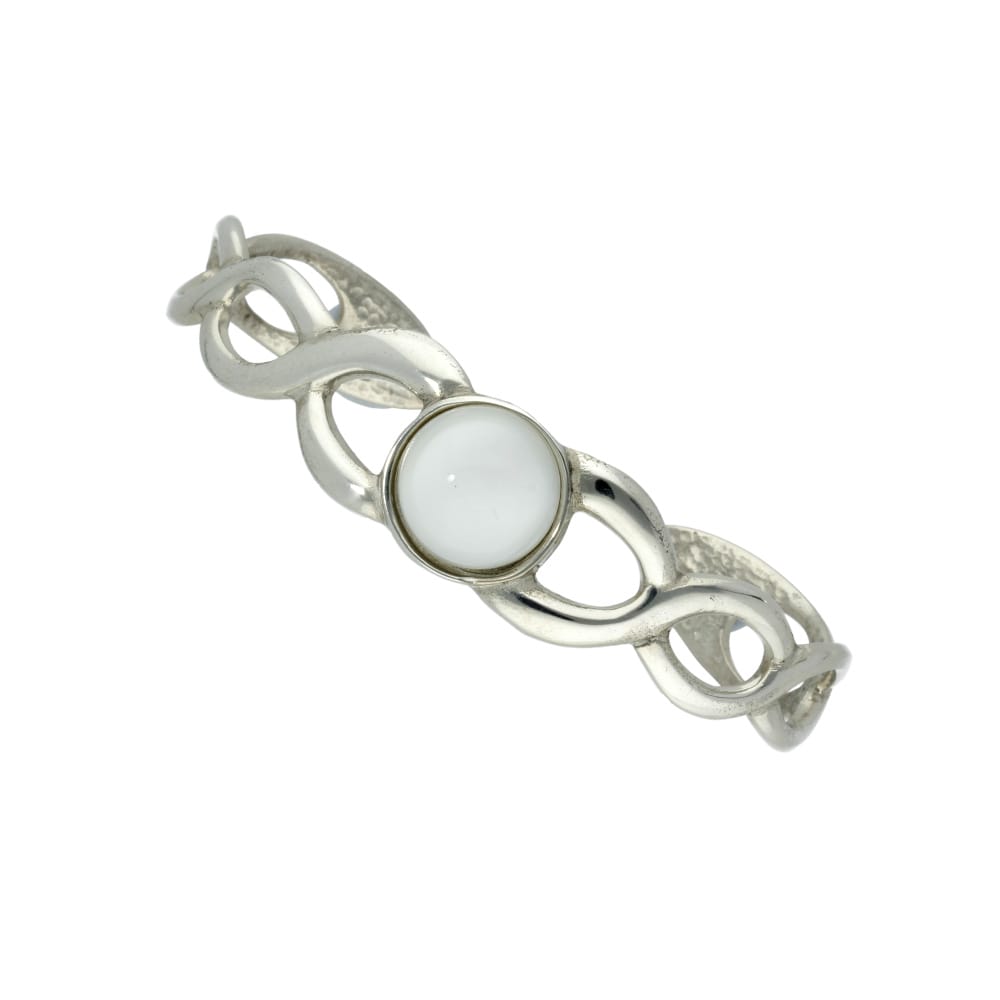 Celtic Twist Open Bangle With Coloured Stone