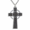 St Justin Pewter St Piran cross - XP26 - with an embossed design hung on a surgical steel trace chain.