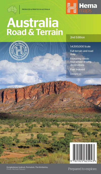 Australia Road and Terrain Map