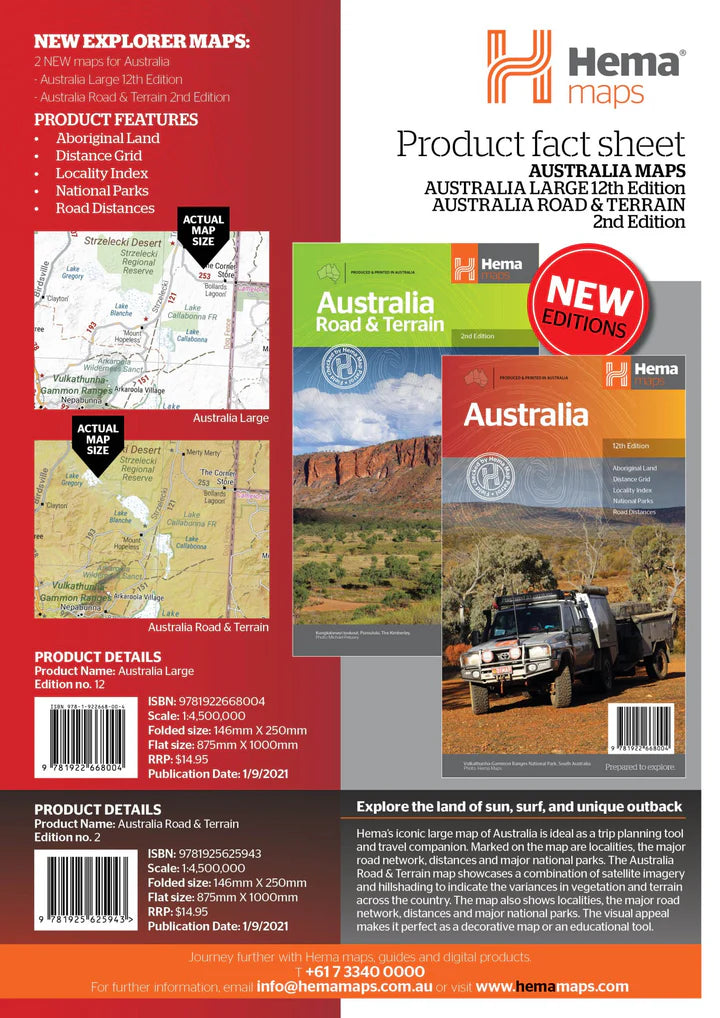 Australia Road and Terrain Map