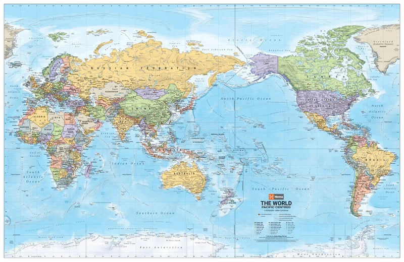 World Political Pacific Centred Map 14th Edition