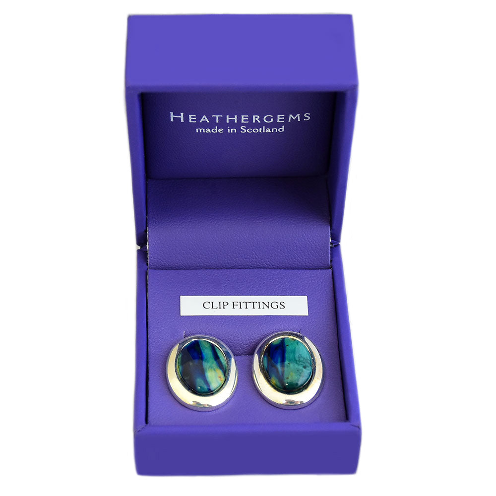 Oval Silver Plated Clip Earrings - HE20C