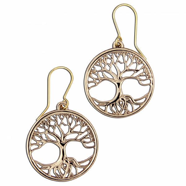 Tree of Life Drop Earrings Bronze