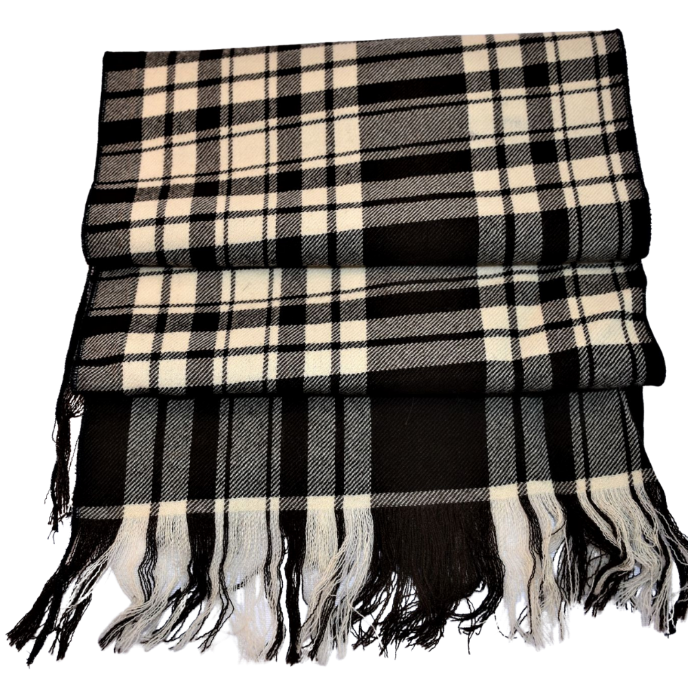 Long Scarf in  Brown and Cream Tartan