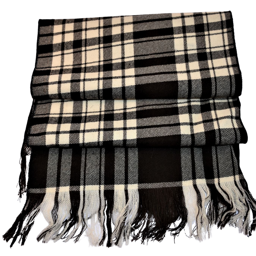 Long Scarf in  Brown and Cream Tartan