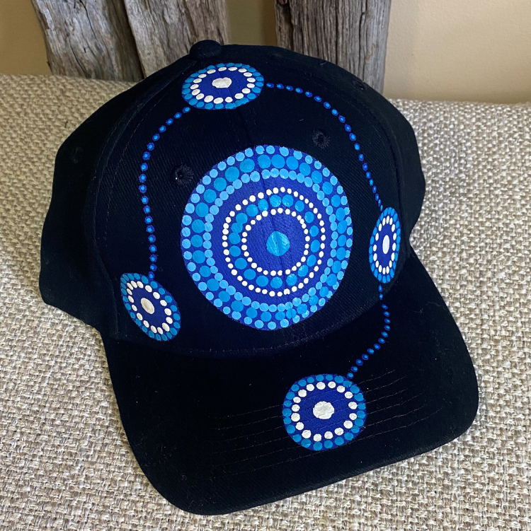 Black Cap Hand Painted Design