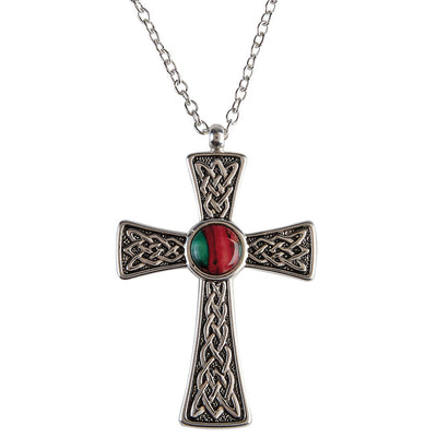 Heathergems Celtic Cross Embossed Silver Plated Pendant - HP24