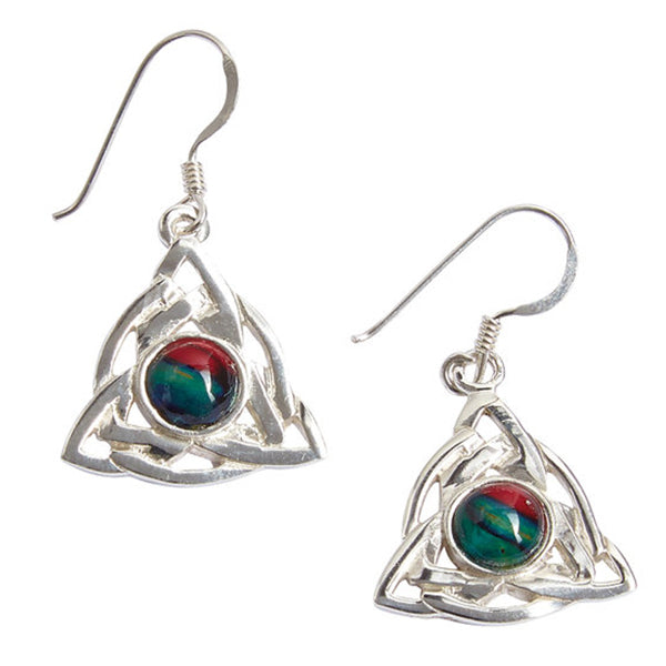 Heathergems Celtic Triangular Sterling Silver Drop Earrings - SE32