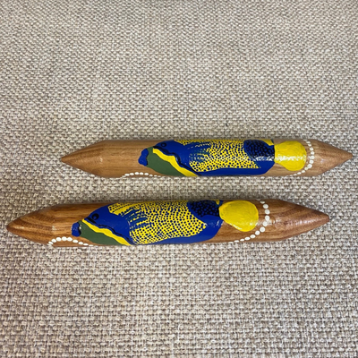 Hand Painted Fish Clap Sticks
