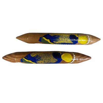 Hand Painted Fish Clap Sticks