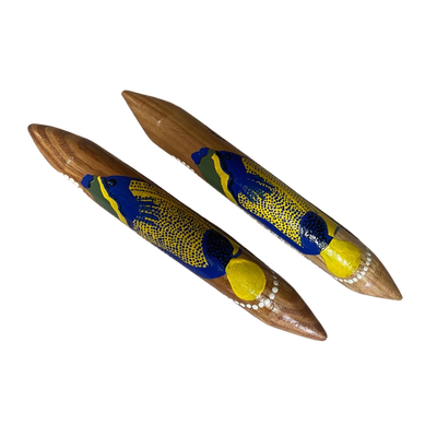 Hand Painted Fish Clap Sticks