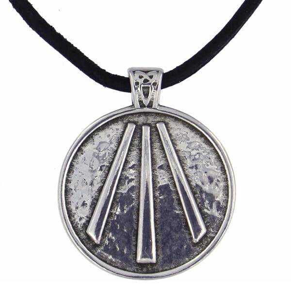 Cornish Awen Pendant on Black Leather Thong