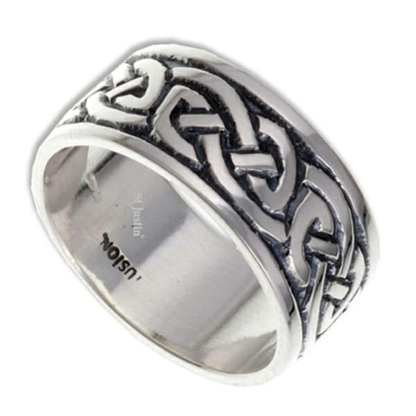 St Justin sterling sliver endless knot ring broad