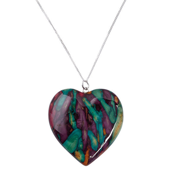Large Heart Heather Sterling Silver Pendant - SP14