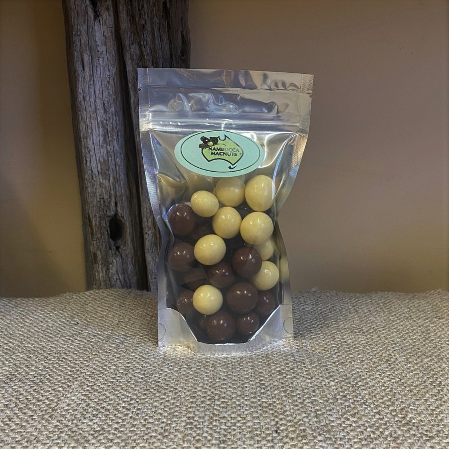 Freddie & Teddy's Milk and White Chocolate Coated Macadamia Nuts