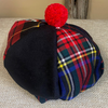 Mixed Tartan Tam O'Shanter Red Pompom