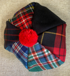 Mixed Tartan Tam O'Shanter Red Pompom