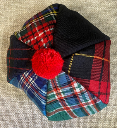 Mixed Tartan Tam O'Shanter Red Pompom
