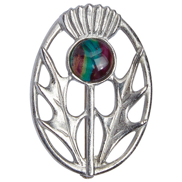 Modern Scottish Thistle Brooch in Pewter