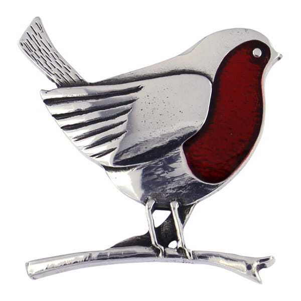St Justins Large Robin on a branch brooch – PB877