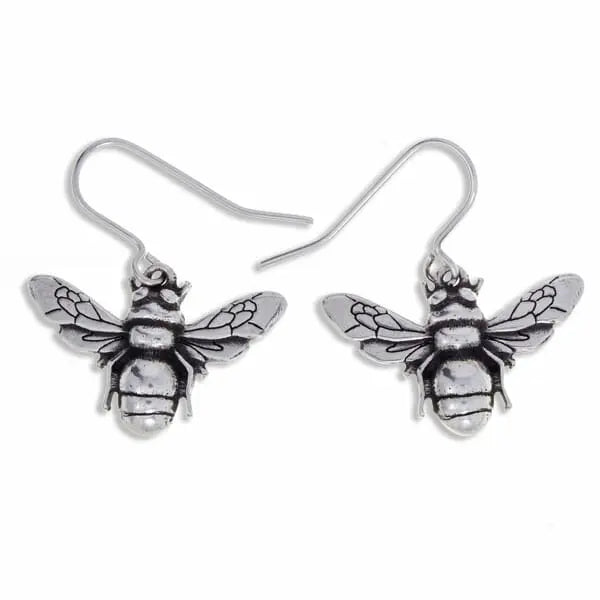 Pewter Bee Drop Earrings