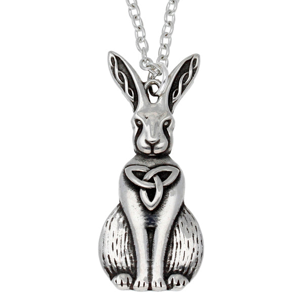 Celtic Hare Pendant on 18" trace chain
