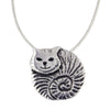 Fat cat pendant in embossed and polished pewter - PN598