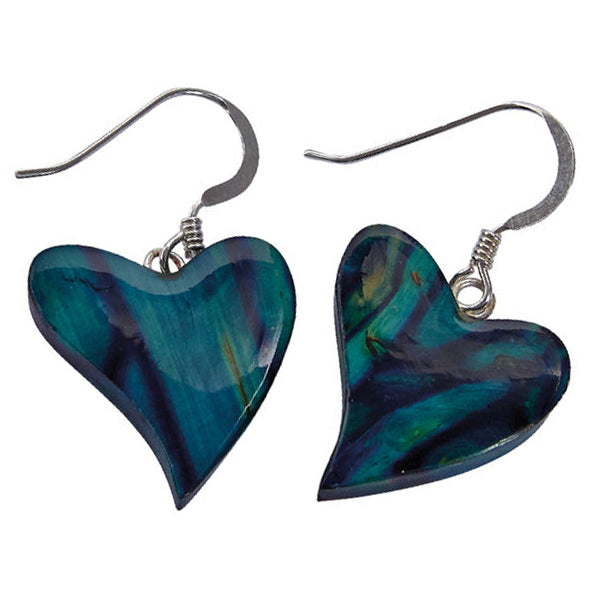 Heathergems Quirky Heart Heather Sterling Silver Drop Earrings