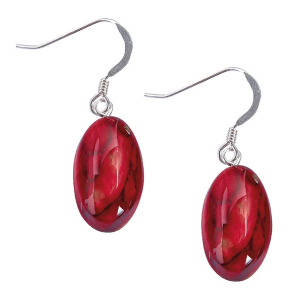 Silver Oval Heather Earrings