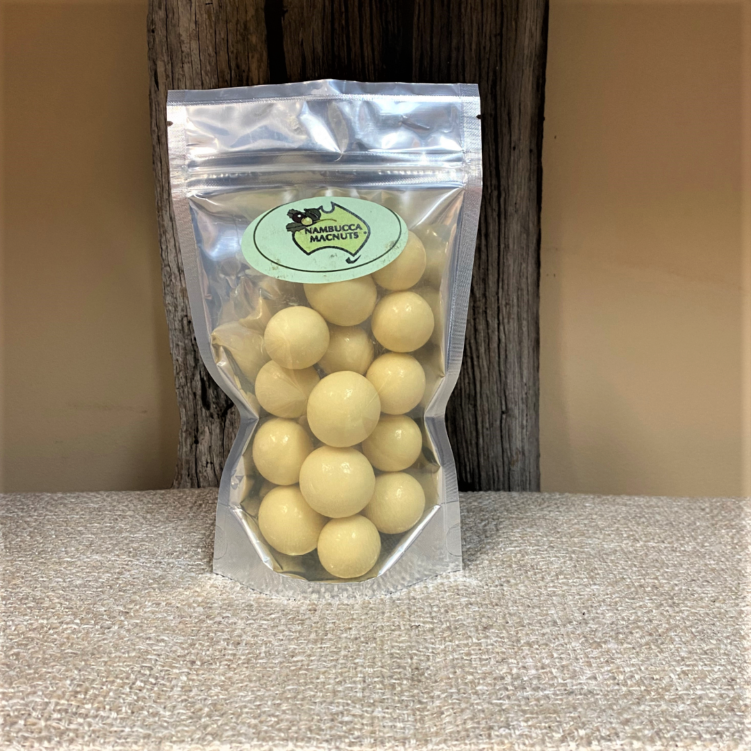 White Chocolate Coated Macadamia Nuts