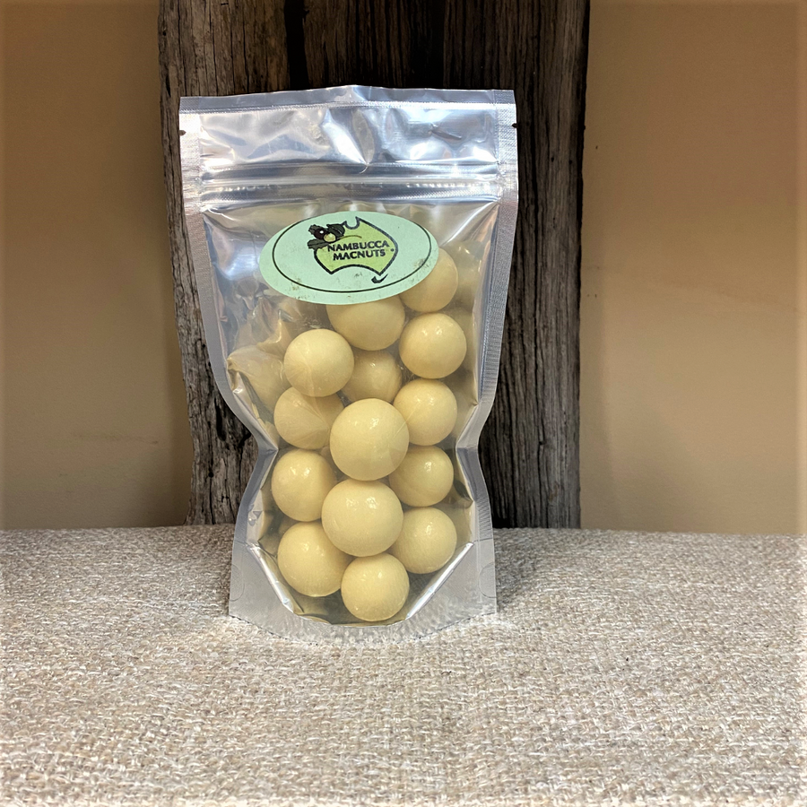 White Chocolate Coated Macadamia Nuts
