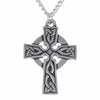 XN37 - Pewter St Petroc cross necklet with an embossed Celtic knot-work design hung on a tin-plated or surgical steel curb chain