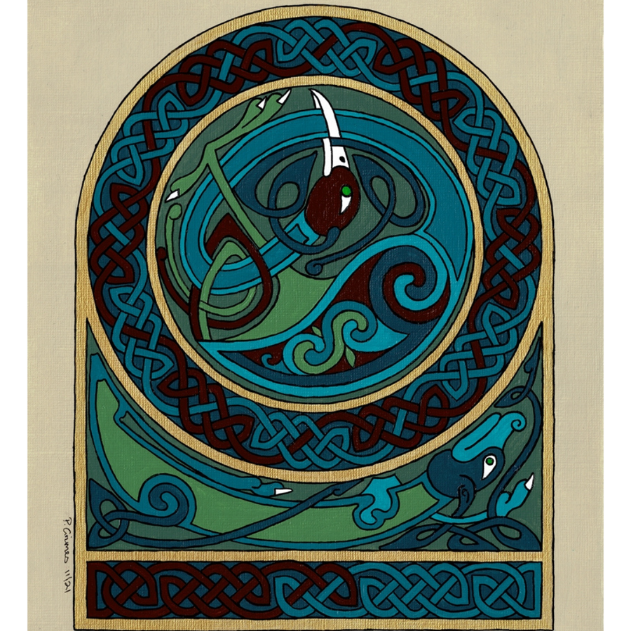 Celtic Card Bird in Round