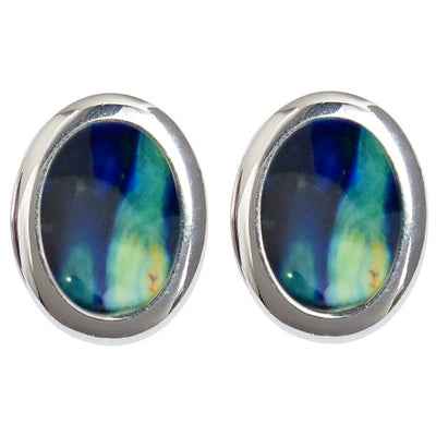 Oval Silver Plated Clip Earrings - HE20C